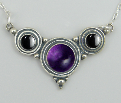 Sterling Silver Necklace Amethyst And Hematite